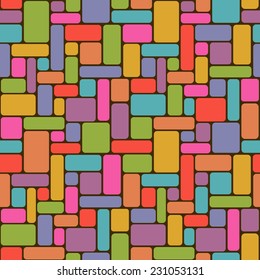 Vector seamless pattern with bright rectangular tiles. Color background. Illustration of mosaic for print, web