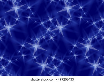 Vector seamless pattern with bright stars.Abstract night seamless background. Repainting pattern with deep blue sky