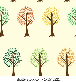 Vector seamless pattern with bright trees