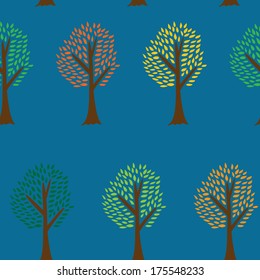 Vector seamless pattern with bright trees