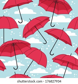 Vector seamless pattern with bright umbrellas