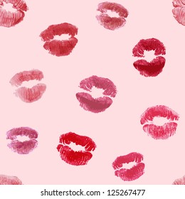 Vector seamless pattern with bright woman lips imprints for your Valentine design