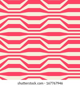 Vector seamless pattern with broken wavy red strips . Traditional geometric decorative vintage background in two colors. Simple ornamental black and grey illustration with texture for print, web