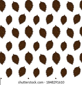 Vector seamless pattern of brown colored hand drawn doodle sketch cone isolated on white background