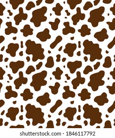 Vector Seamless Pattern Of Brown Cow Fur Print Isolated On White Background