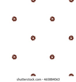 Vector seamless pattern with brown dot. Beautiful background for party, greeting paper card or banner. Hand drawn fashion sketch style. Objects on white backdrop.