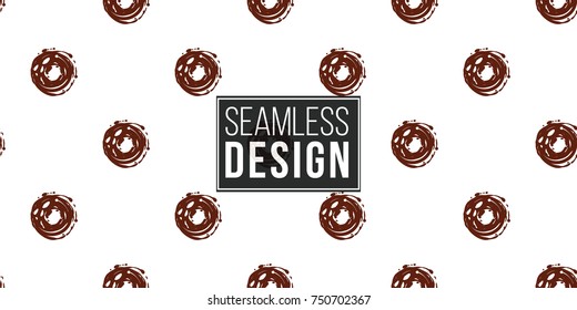 Vector seamless pattern with brown dot. Beautiful background for party, greeting paper card or banner. Hand drawn fashion sketch style. Objects on white backdrop.