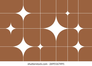 Vector seamless pattern. Brown graphic background. Simple linear forms. Brown abstract background with white lines. Suitable for wallpaper, greeting card, print