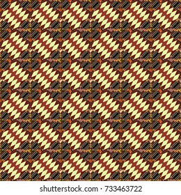 Vector seamless pattern in brown, yellow and black colors. Abstract brushed squares textured background.