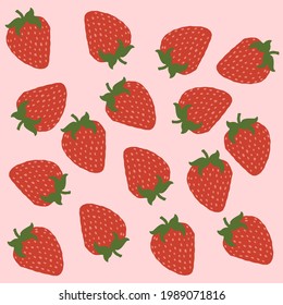 Vector seamless pattern with brush paint strawberry.Graphic illustration