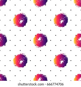 Vector seamless pattern with brush stripes and strokes. Violet pink gradient color on white background. Hand painted grange texture. Ink geometric elements. Fashion modern style. Endless fabric print.