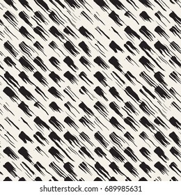 Vector seamless pattern with brush stripes and strokes. Black and white background with ink line elements. Hand painted grunge texture.
