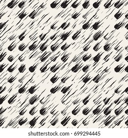 Vector seamless pattern with brush stripes and strokes. Black and white background with ink line elements. Hand painted grunge texture.