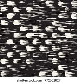 Vector seamless pattern with brush stripes and strokes. Black and white background with ink line elements. Hand painted grunge texture.