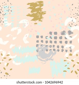 Vector seamless pattern with brush strokes, smears, line. hand drawn texture. Hipster graphic, modern stylish. Background for printing brochure, poster, party, textile design, card.