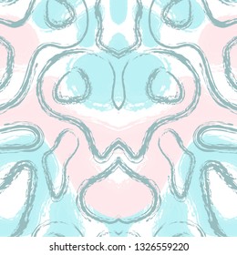 Vector seamless pattern with brush strokes in memphis style. Background for printing brochure, poster, party, summer print, vintage textile design, card. Pastel colors. Vector