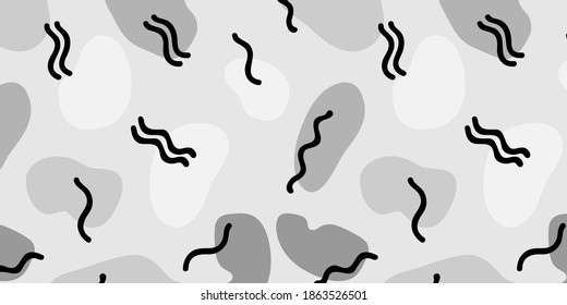 Vector seamless pattern with brush strokes in Memphis style. Background for printing brochure, poster, party, summer print, vintage textile design, card. Pastel colors.