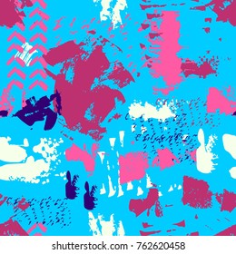 Vector seamless pattern with brush strokes. Background for printing brochure, poster, party, summer print, textile design, card. Seamless abstract pattern.

