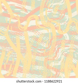 Vector seamless pattern with brushstrokes and thin stripes hand painted. Dynamic striped print texture for fall winter retro fashion and sportswear