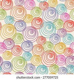 Vector seamless pattern with bubbles. Hand drawn illustration in childish style for print, web