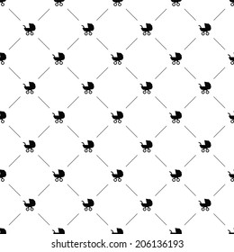 Vector seamless pattern, buggy, Editable can be used for web page backgrounds, pattern fills 