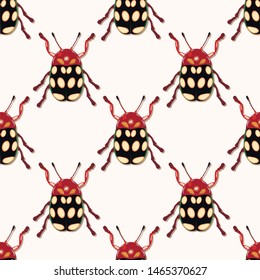 vector seamless pattern with bugs, insects background