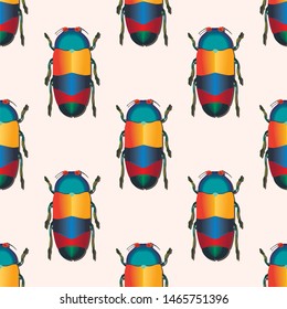 vector seamless pattern with bugs, insects background