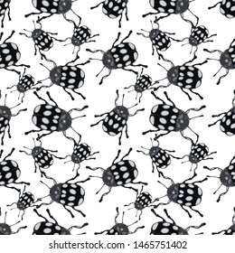 vector seamless pattern with bugs, insects background