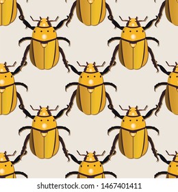 vector seamless pattern with bugs, insects background