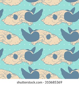 Vector seamless pattern with bull skull. Ornate tattoo design element