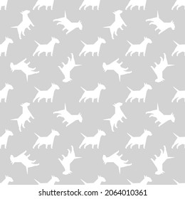 Vector seamless pattern with bull terrier. Can be used for textile, website background, book cover, packaging.