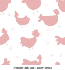 Vector seamless pattern with bunnies and chicken for Easter and other users. Design element.