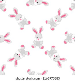 Vector seamless pattern with bunnies. Cute animal backdrop for textiles and any other design for children