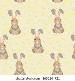 Vector of seamless pattern with bunny and flowers