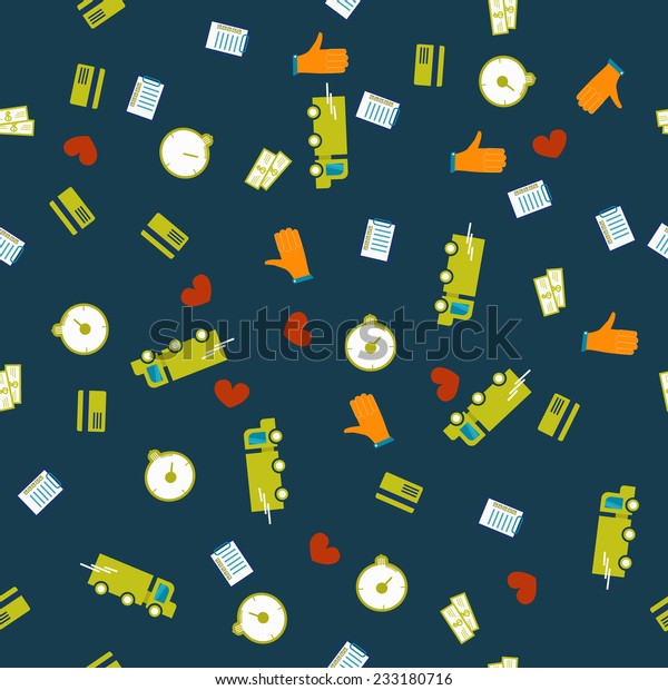 Vector seamless\
pattern - business items\
EPS10