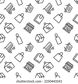 Vector seamless pattern of business, shopping, retail for web sites, wrapping, printing, postcards, web sites, apps