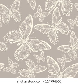 vector  seamless pattern with butterflies