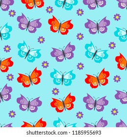 vector seamless pattern with butterflies