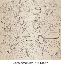 Vector seamless pattern with butterflies.