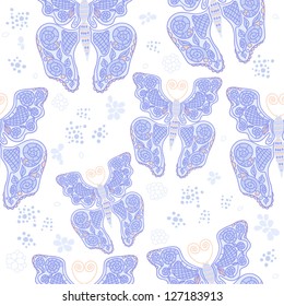 vector seamless pattern with butterflies
