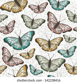 Vector seamless pattern with butterflies