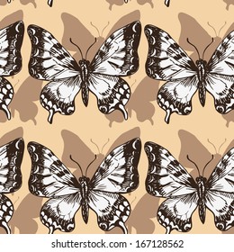 vector seamless pattern of butterflies