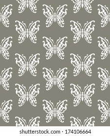 vector seamless pattern with butterflies