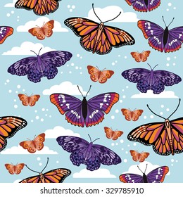 Vector seamless pattern with butterflies