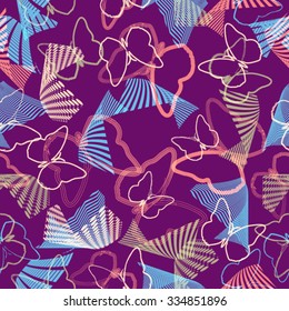 Vector Seamless Pattern with Butterflies. 