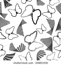 Vector Seamless Pattern with Butterflies. 