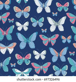 Vector seamless pattern with butterflies
