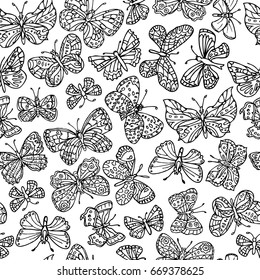 Vector seamless pattern with butterflies. Can be used for textile, website background, book cover, packaging.