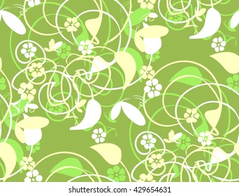 vector, seamless pattern, butterflies and flowers