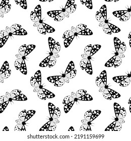 vector seamless pattern with butterflies, hand drawn background